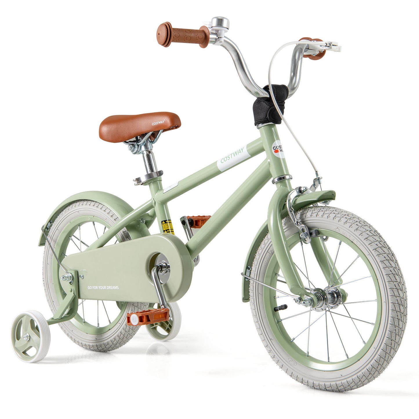 Kids Bike with Adjustable Handlebar and Saddle Green-12 Inches - 14 Inches