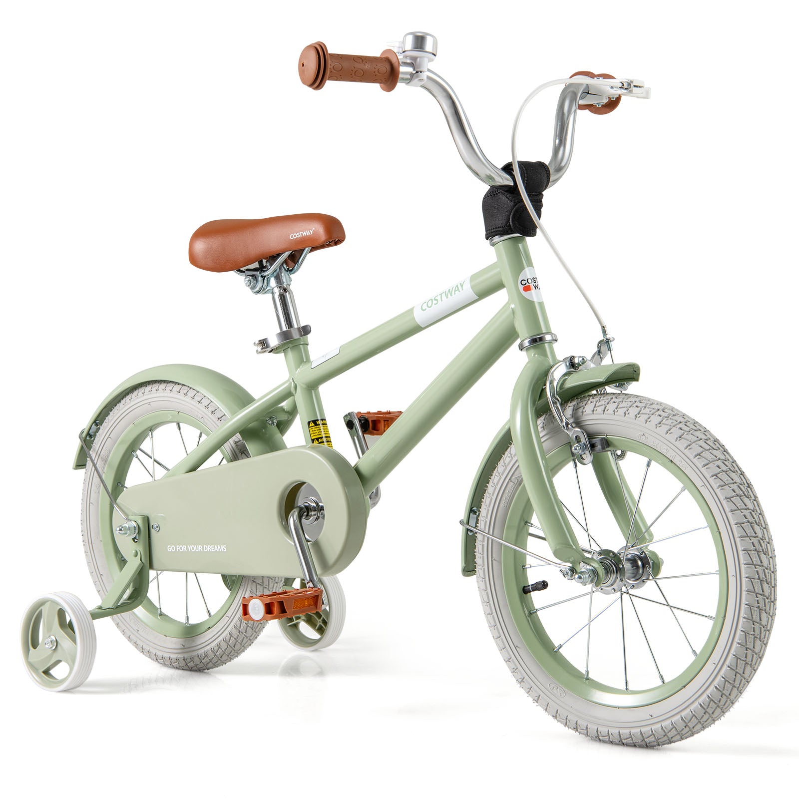 Kids Bike with Adjustable Handlebar and Saddle Green-12 Inches - 14 Inches