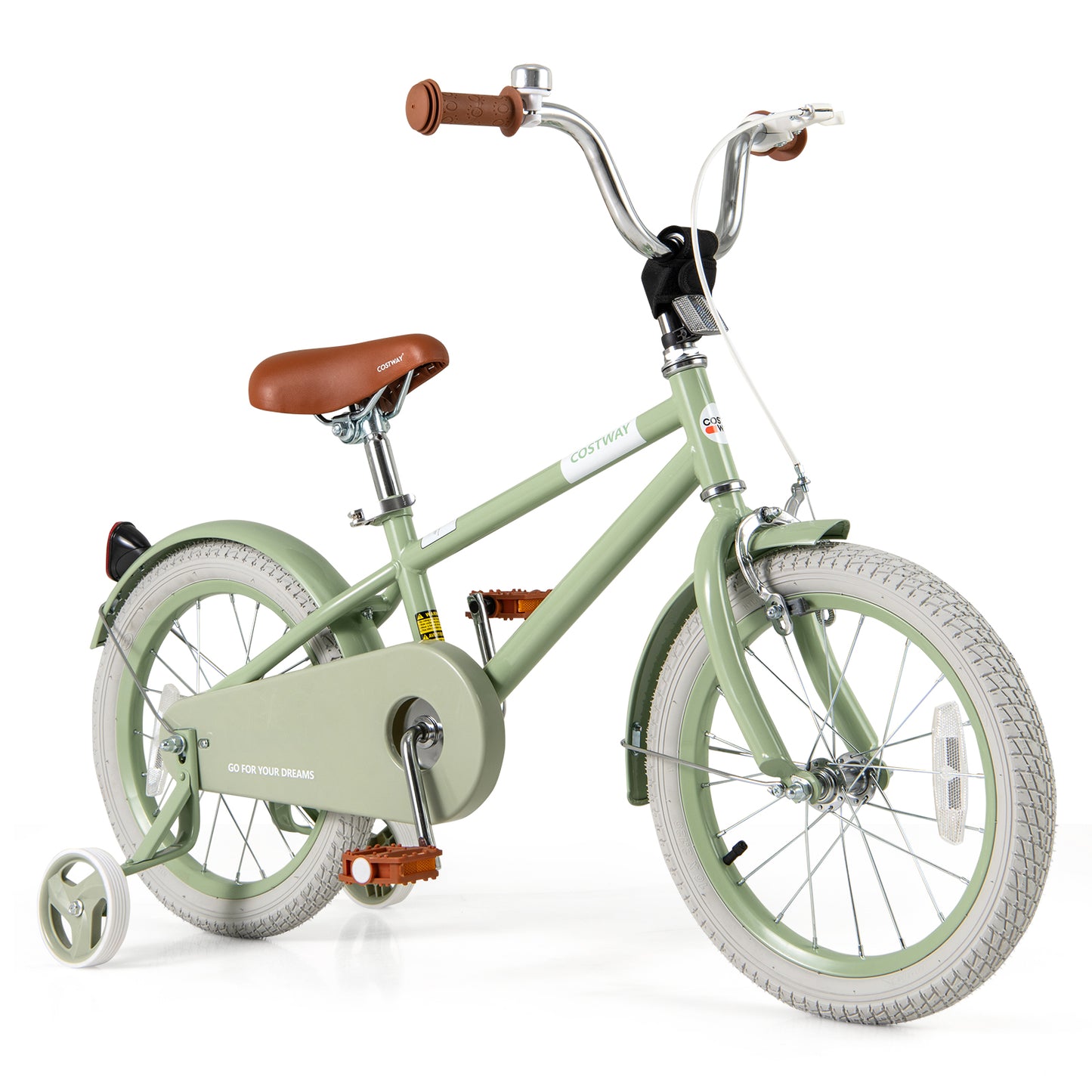 Kids Bike with Adjustable Handlebar and Saddle Green-12 Inches - 16 Inches