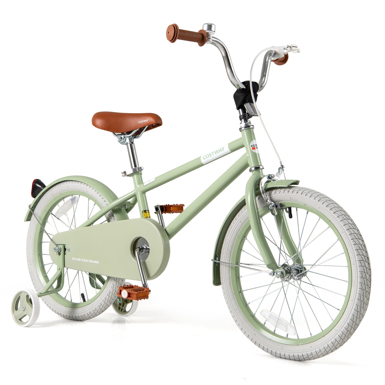 Kids Bike with Adjustable Handlebar and Saddle Green-12 Inches - 18 Inches