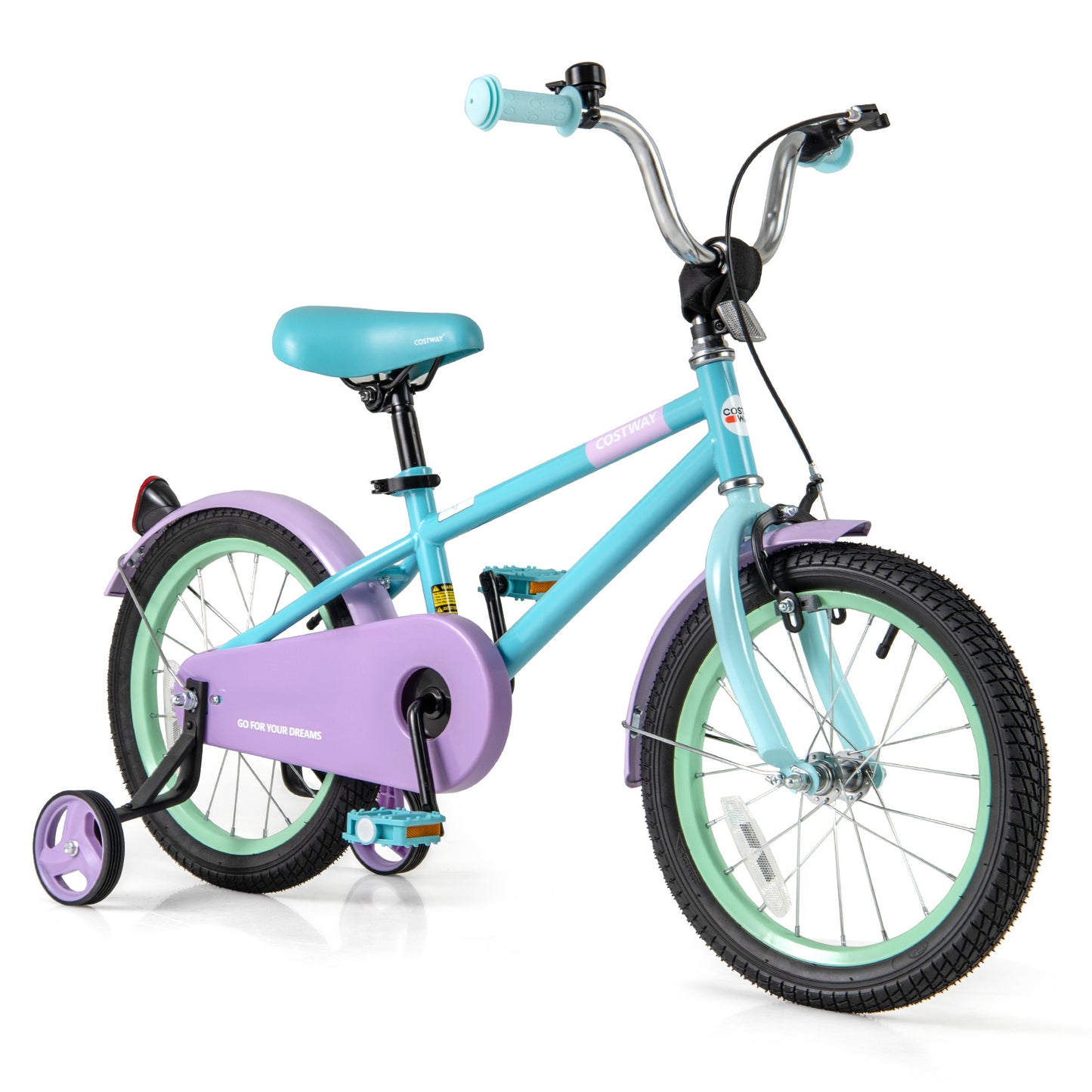 Kids Bike with Adjustable Handlebar and Saddle Purple-12 Inches - 16 Inches