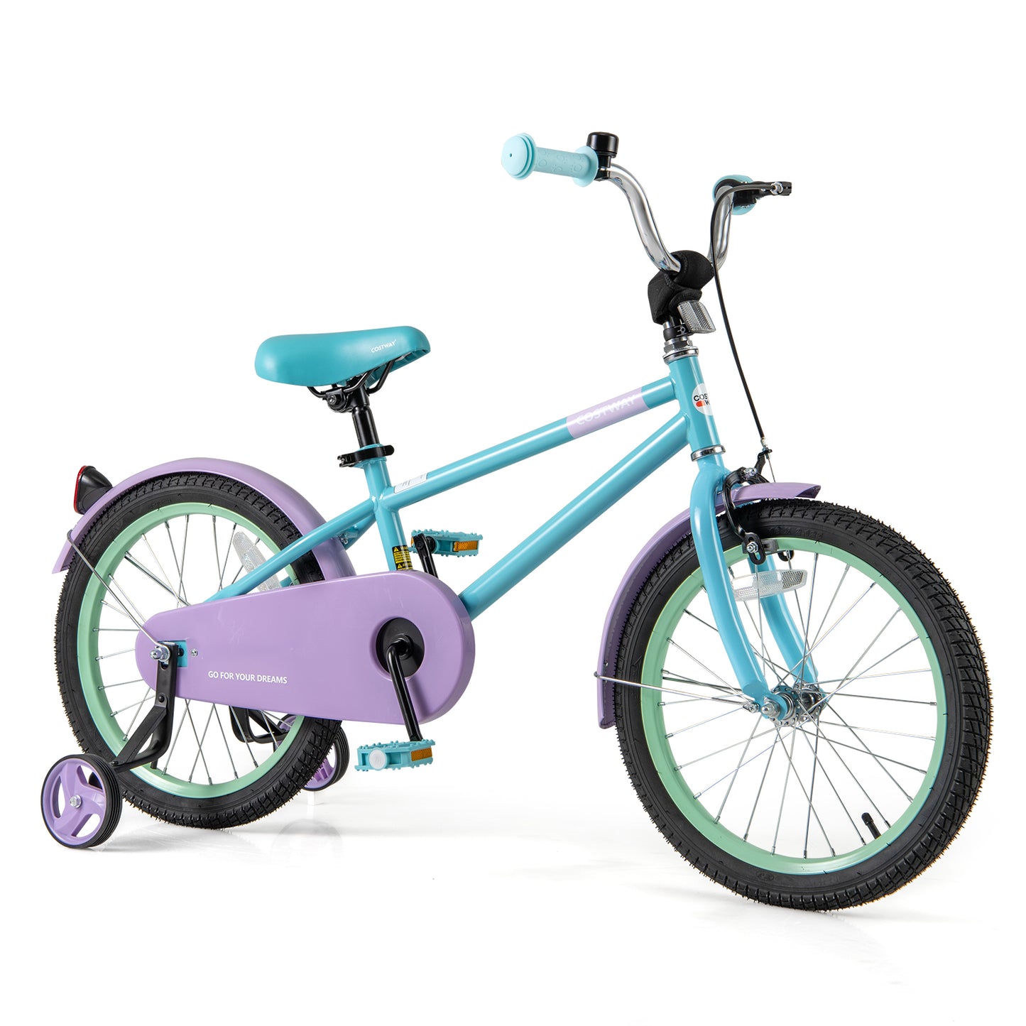Kids Bike with Adjustable Handlebar and Saddle Purple-12 Inches - 18 Inches