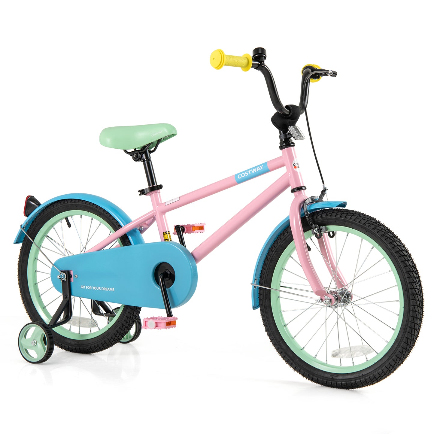 Kids Bike with Adjustable Handlebar and Saddle Pink-12 Inches - 18 Inches