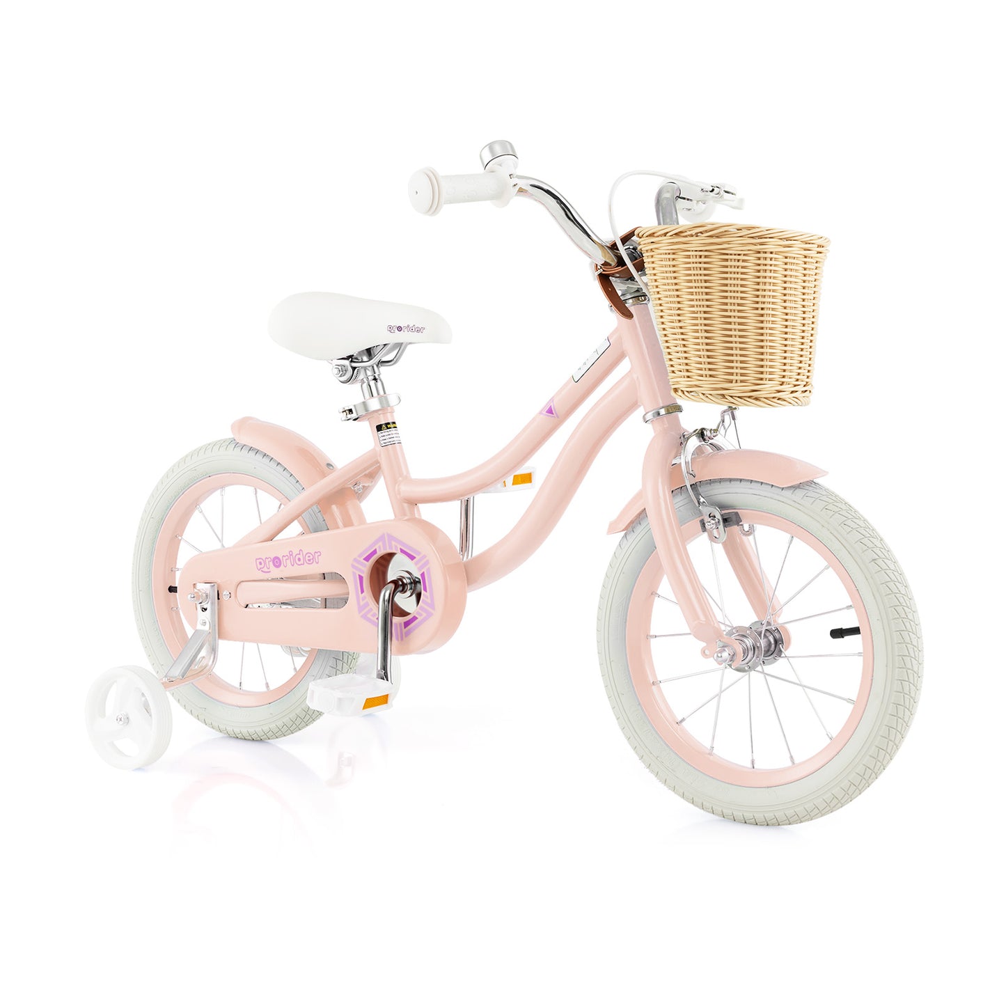 14-Inch Kids Bike with Training Wheels and Adjustable Handlebar Seat-Pink - Pink