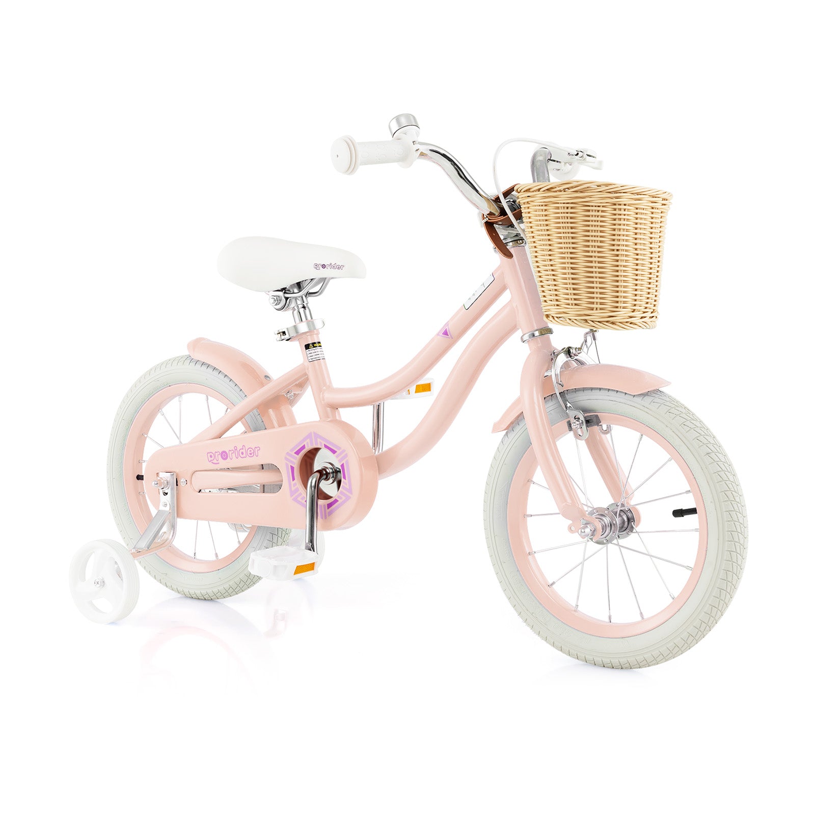 14-Inch Kids Bike with Training Wheels and Adjustable Handlebar Seat-Pink - Pink