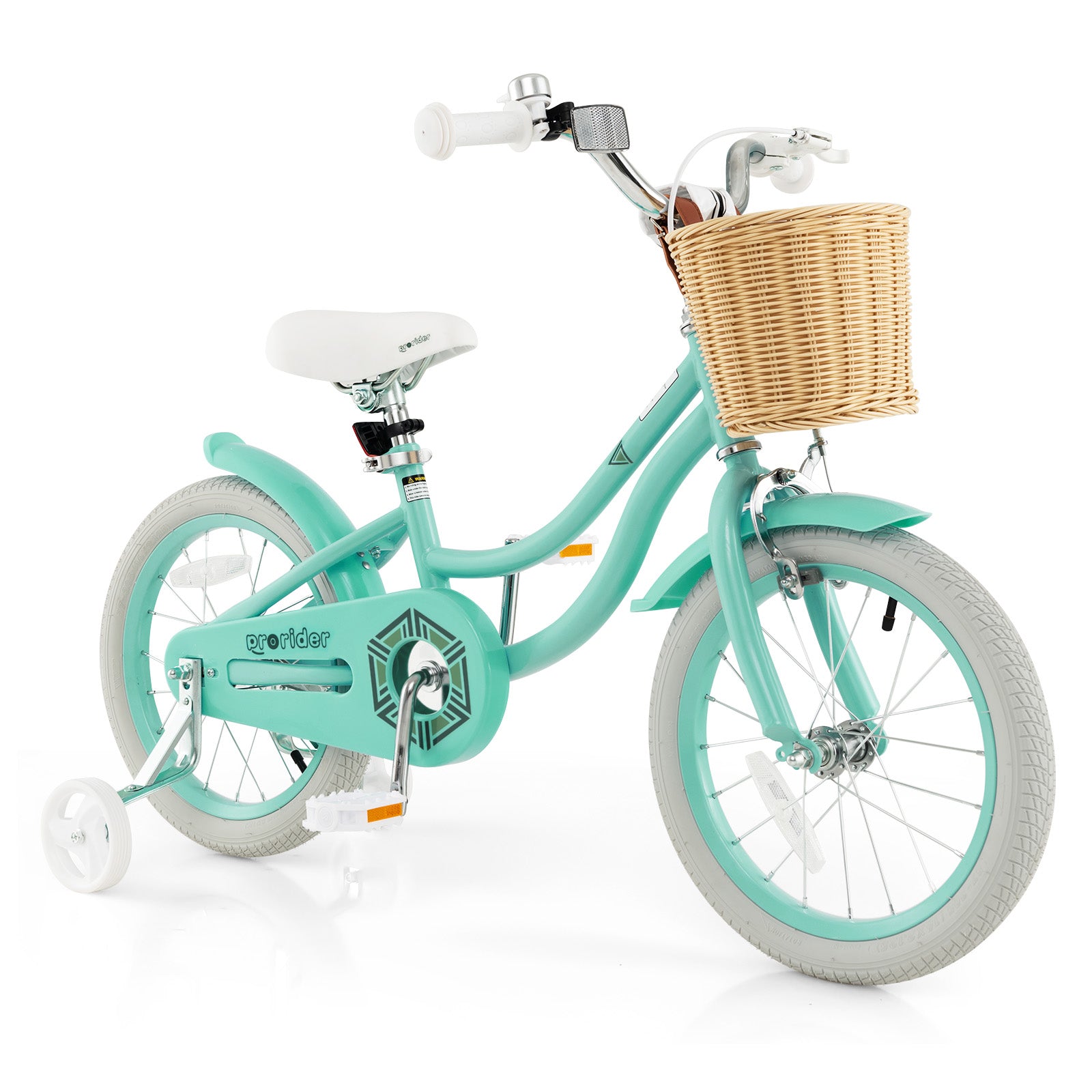 16-Inch Kids Bike with Training Wheels and Adjustable Handlebar Seat-Blue - Green