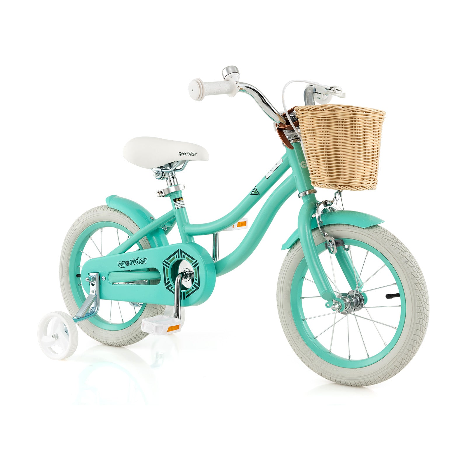 14-Inch Kids Bike with Training Wheels and Adjustable Handlebar Seat-Pink - Green