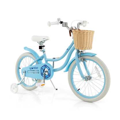 18-Inch Kids Bike with Training Wheels and Adjustable Handlebar Seat