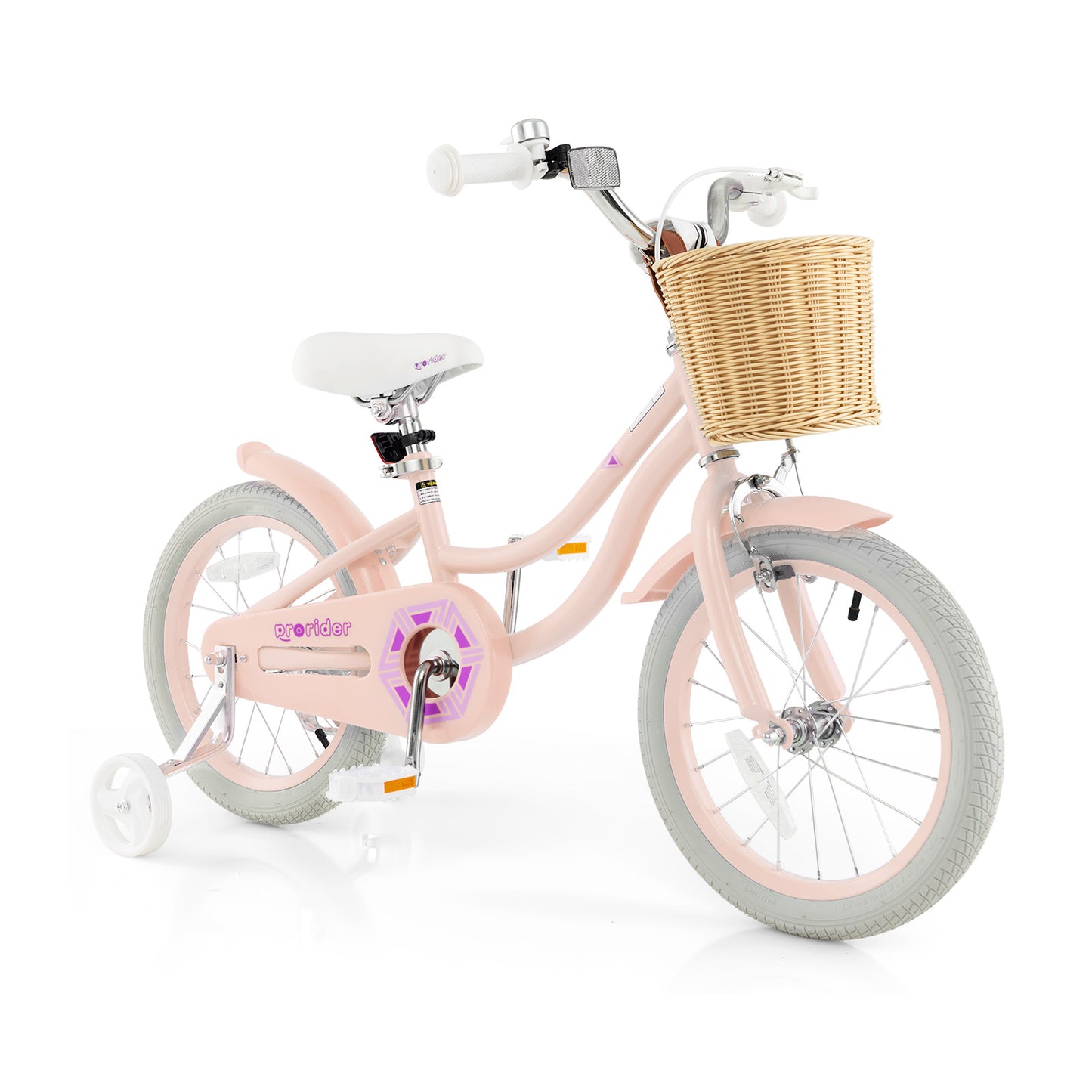 16-Inch Kids Bike with Training Wheels and Adjustable Handlebar Seat-Blue - Pink