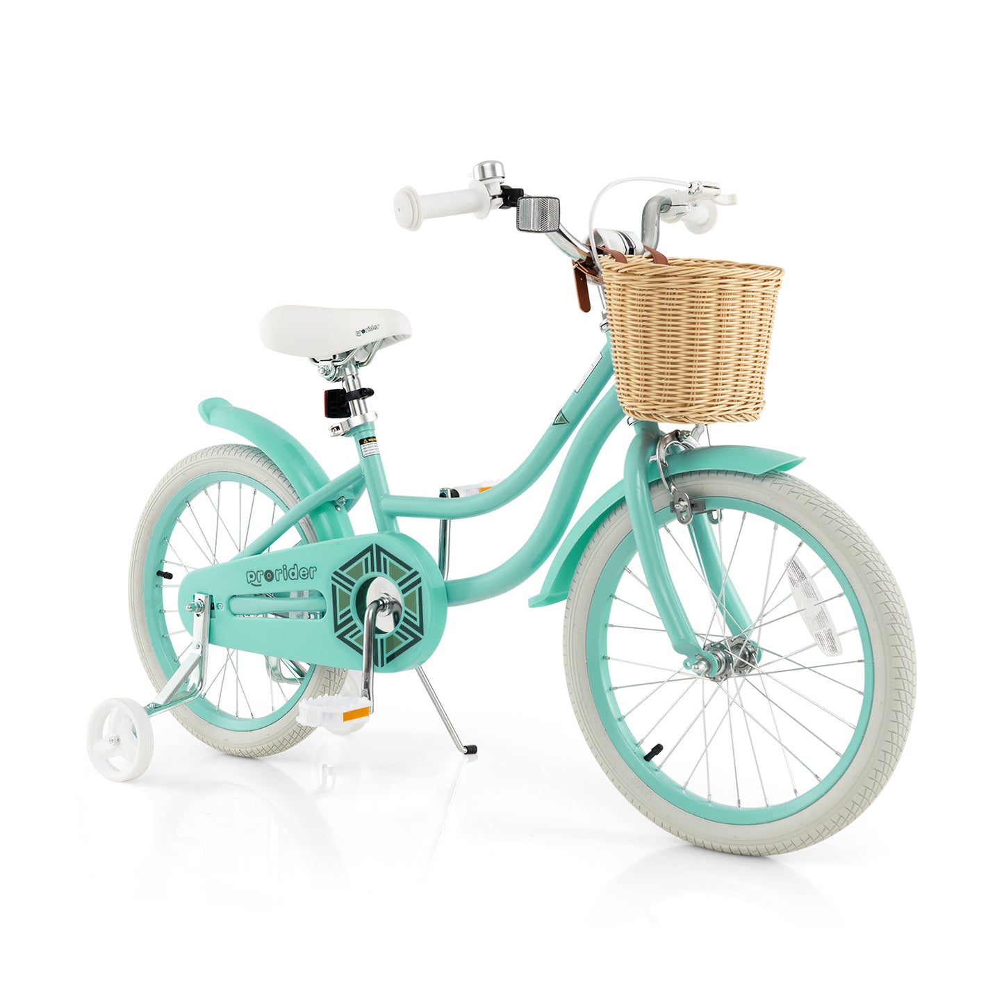18-Inch Kids Bike with Training Wheels and Adjustable Handlebar Seat-Green - Green