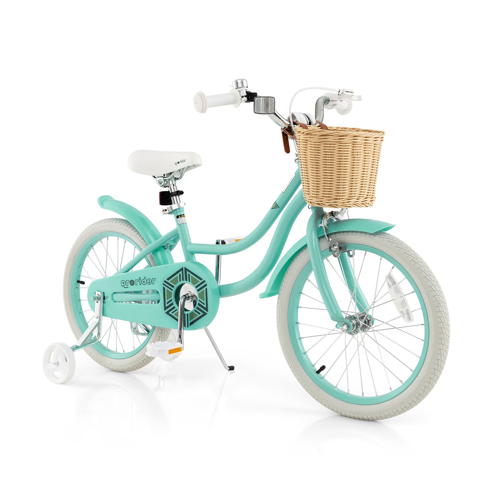18-Inch Kids Bike with Training Wheels and Adjustable Handlebar Seat-Green - Green