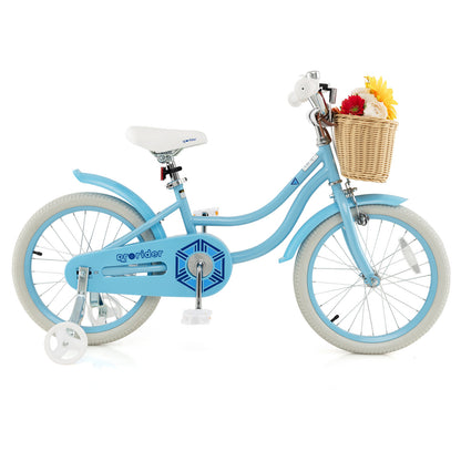 18-Inch Kids Bike with Training Wheels and Adjustable Handlebar Seat