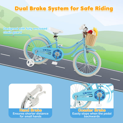 18-Inch Kids Bike with Training Wheels and Adjustable Handlebar Seat