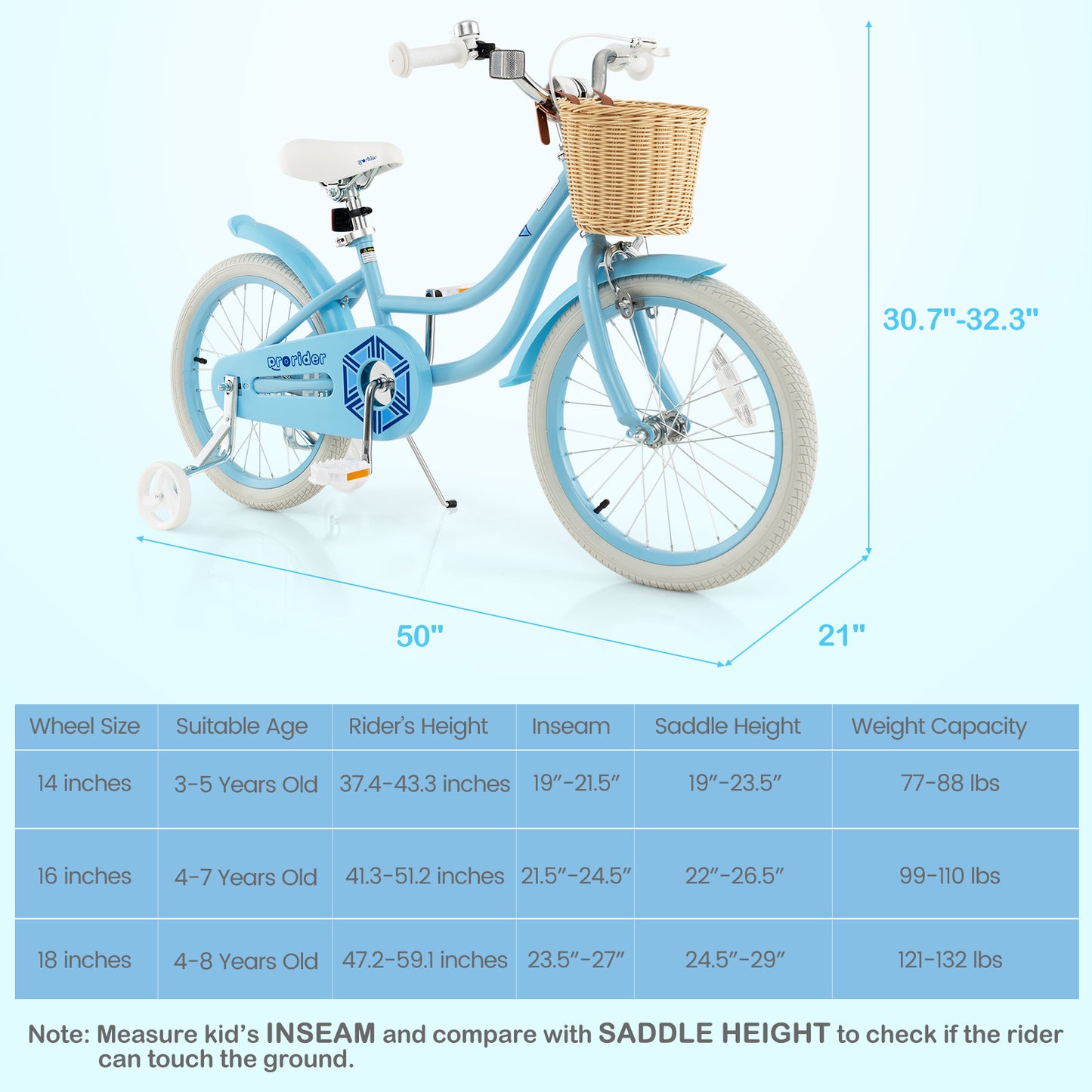 18-Inch Kids Bike with Training Wheels and Adjustable Handlebar Seat