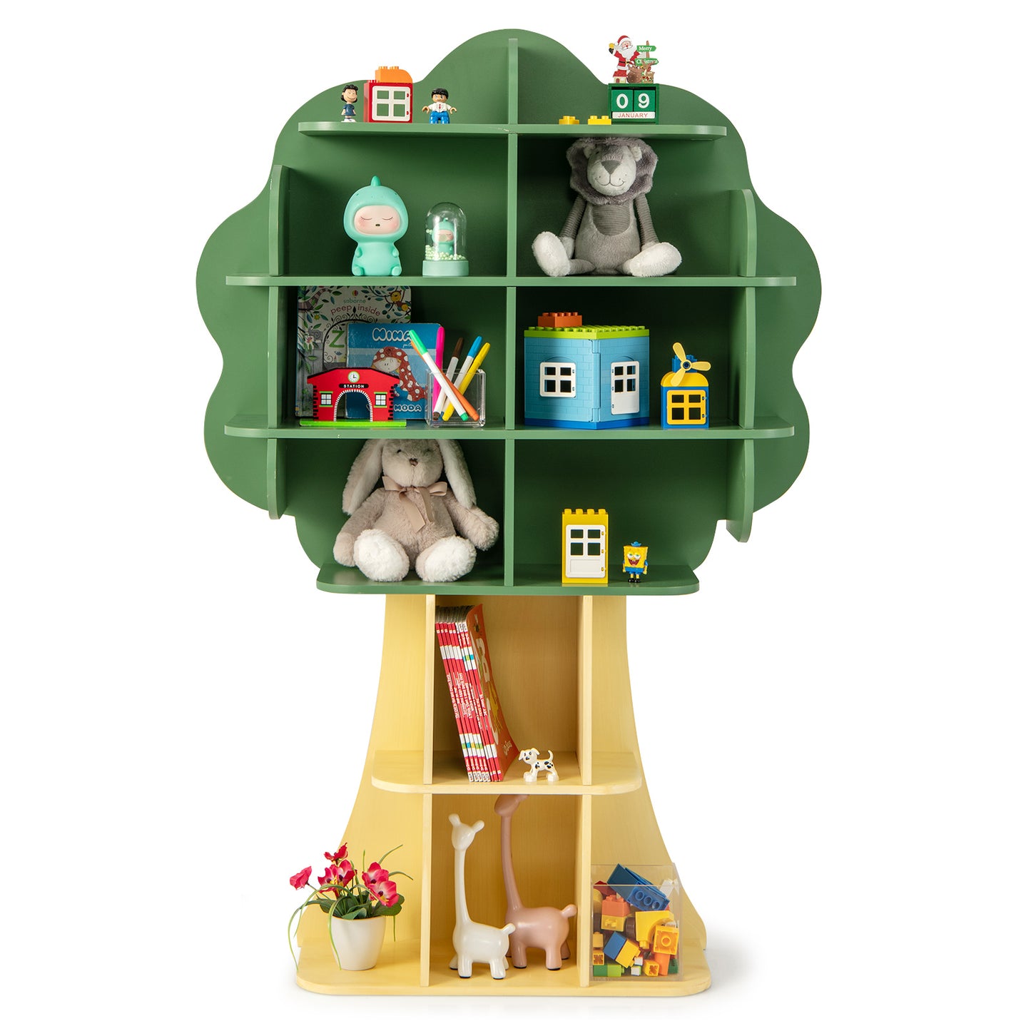 Kids Bookcase Toy Storage Organizer with Open Storage Shelves-Giraffe - Default