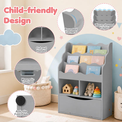 Kids 3-Tier Sling Bookcase with Storage Cabinet