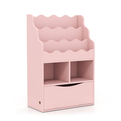 Kids 3-Tier Sling Bookcase with Storage Cabinet