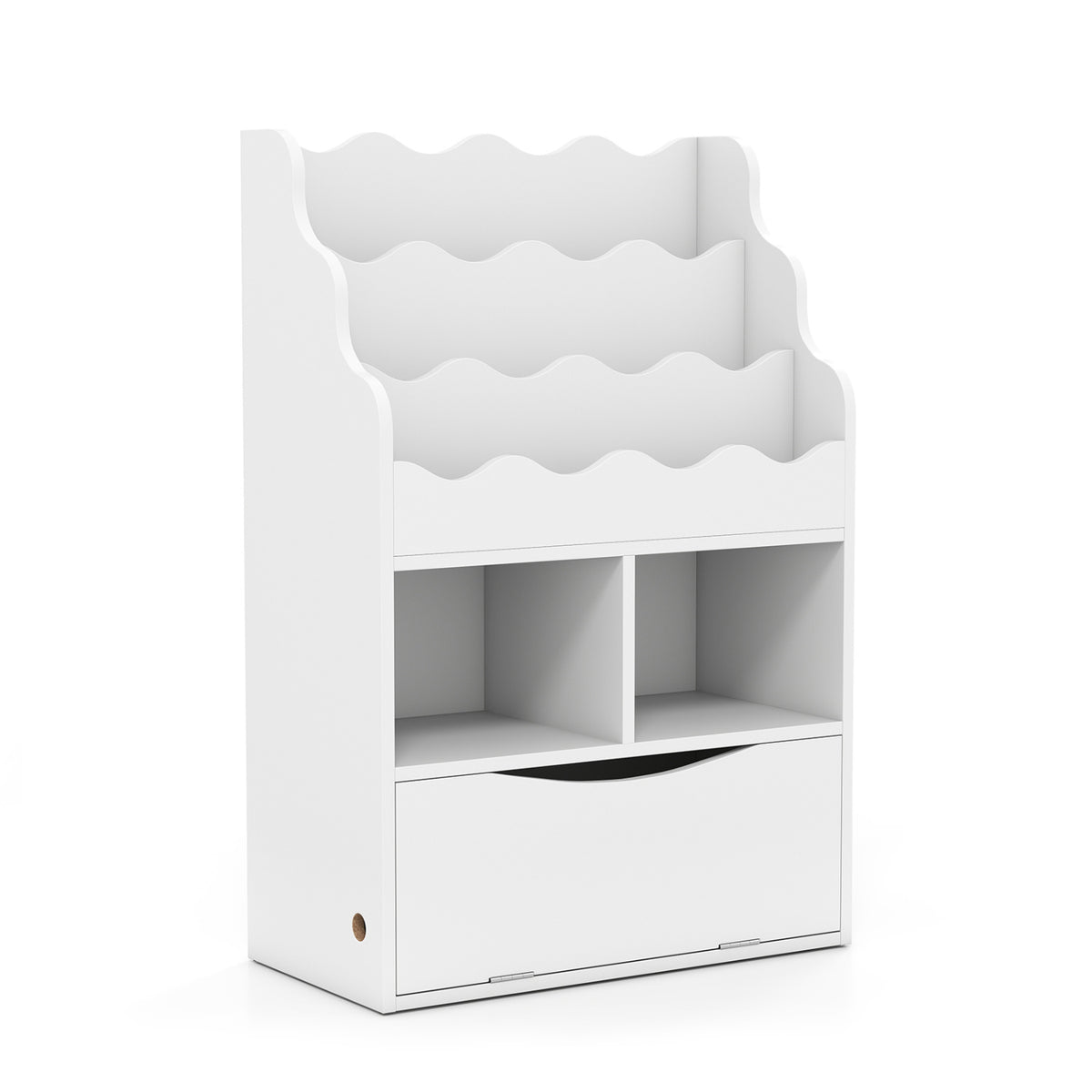 Kids 3-Tier Sling Bookcase with Storage Cabinet