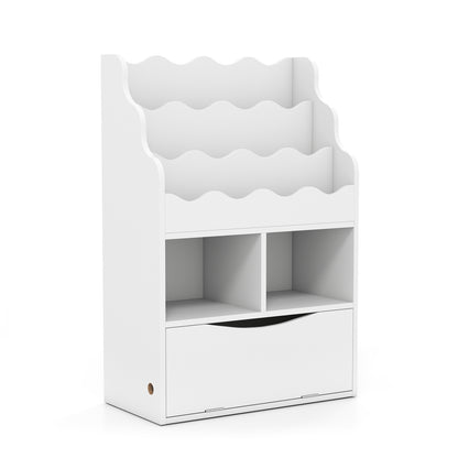 Kids 3-Tier Sling Bookcase with Storage Cabinet