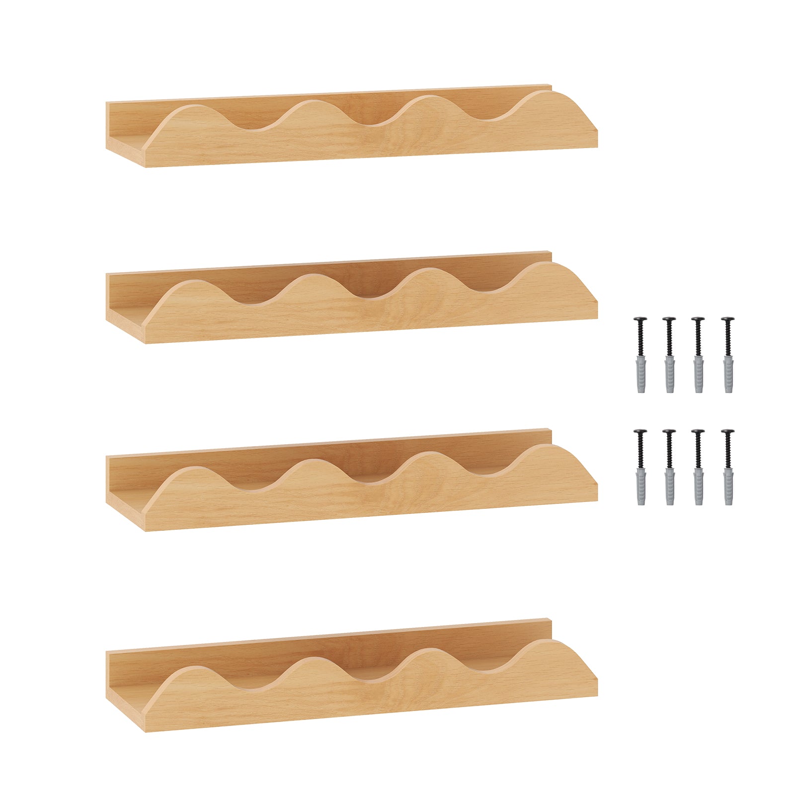 16 Inch Kids Bookshelf Set of 4 Floating Nursery Book Shelves for Decoration Book Toy Storage-Natural