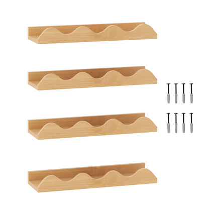 16 Inch Kids Bookshelf Set of 4 Floating Nursery Book Shelves for Decoration Book Toy Storage-Natural