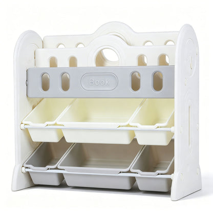 Kids Bookshelf and Toy Storage Organizer with 6 Bins