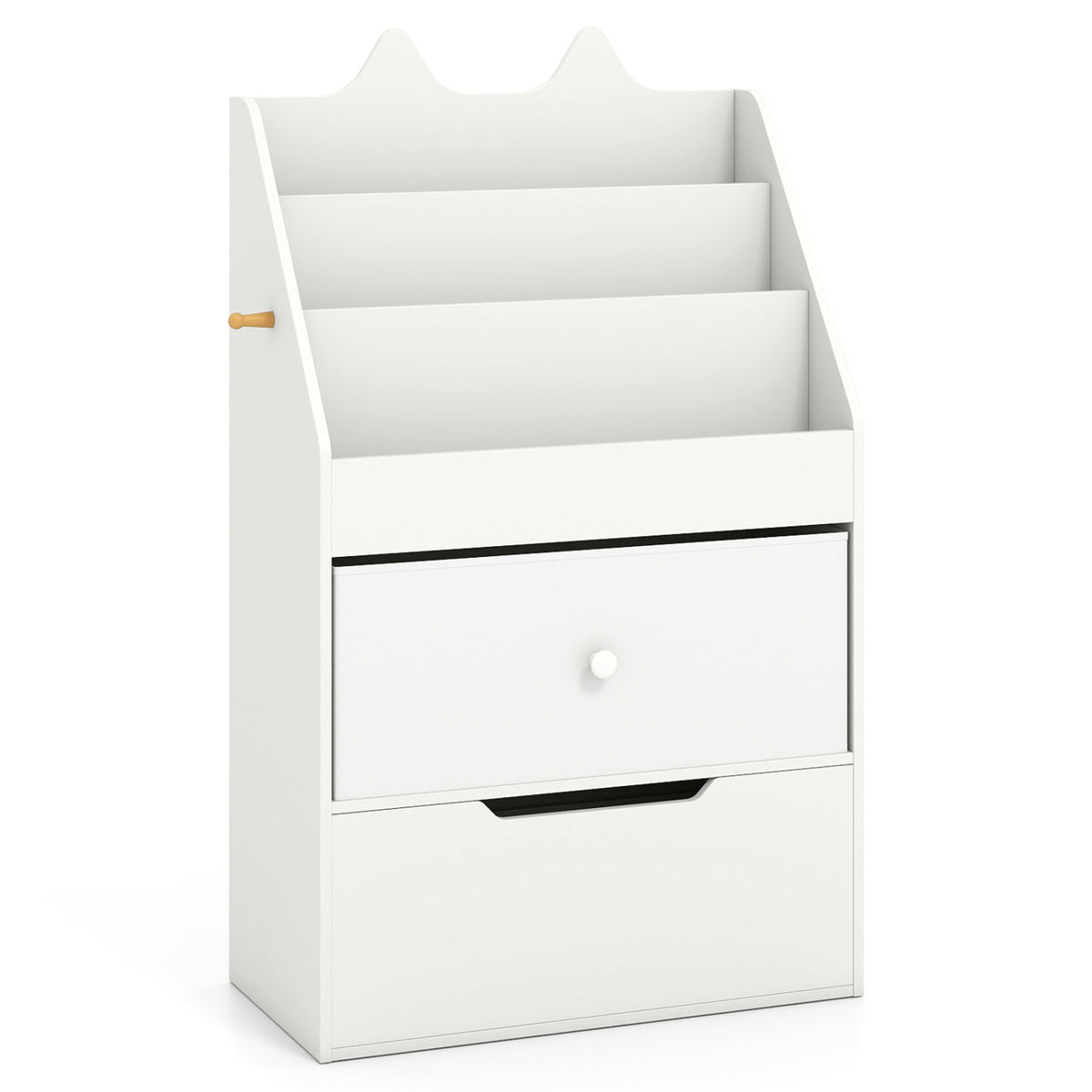 Kids Bookshelf and Toy Storage Organizer with Drawers