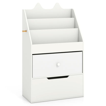 Kids Bookshelf and Toy Storage Organizer with Drawers