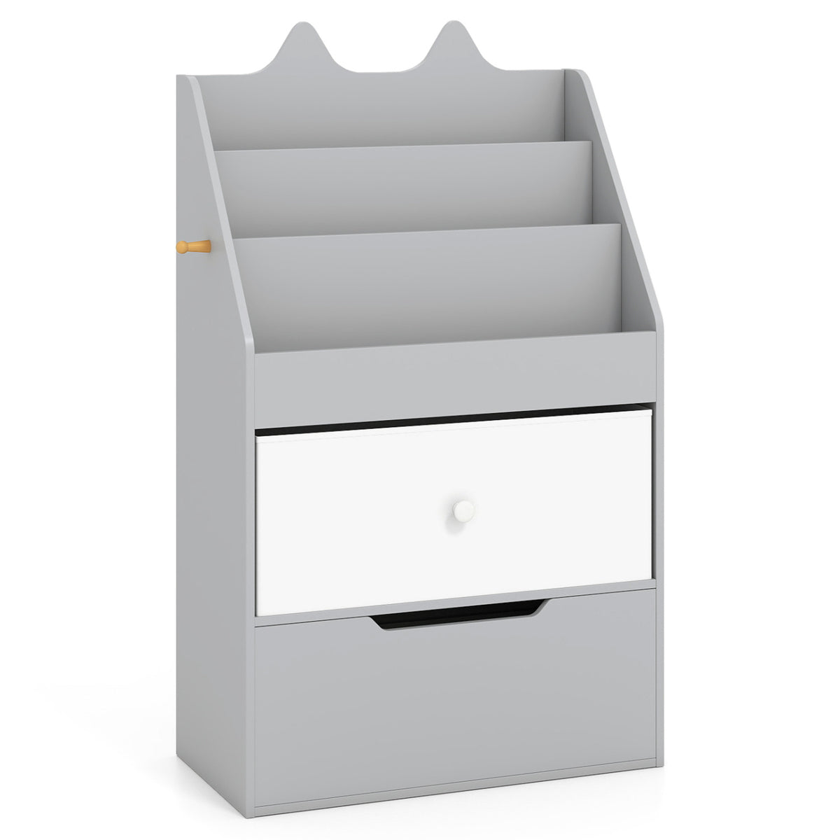 Kids Bookshelf and Toy Storage Organizer with Drawers