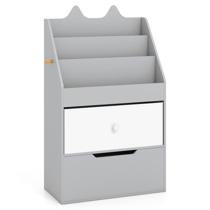 Kids Bookshelf and Toy Storage Organizer with Drawers