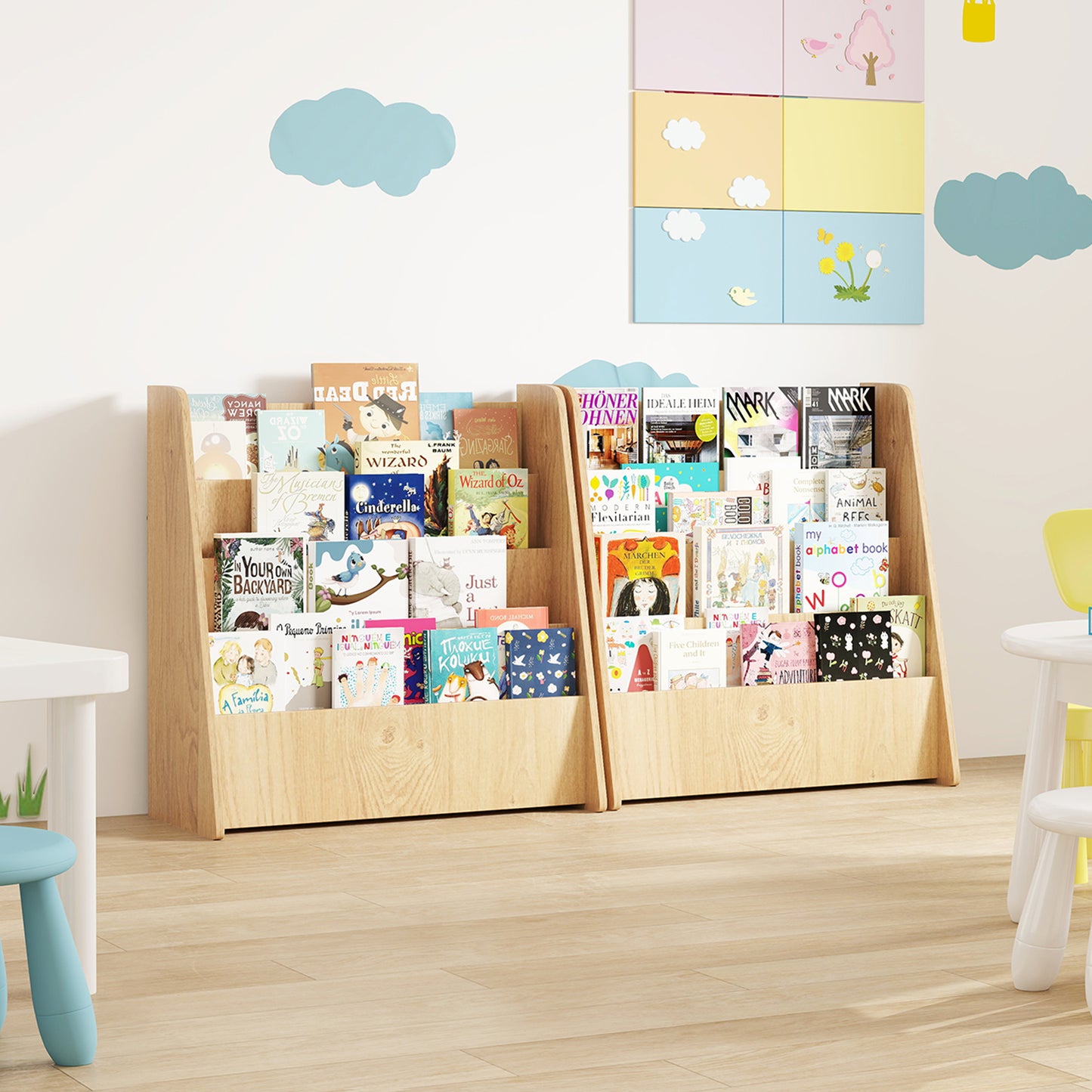 4-Tier Kids Bookshelf with Deep Compartments for Bedroom