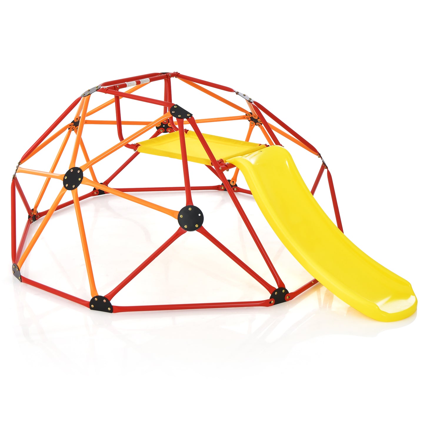 Kids Climbing Dome with Slide and Fabric Cushion for Garden Yard-Orange - Orange