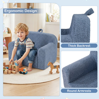 Kids Couch Portable Toddler Sofa with Anti-slip Base-Blue