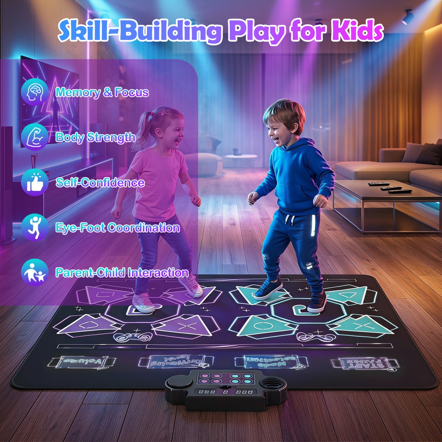 Electronic Kids Dance Mat with 8 Songs & LED Lights