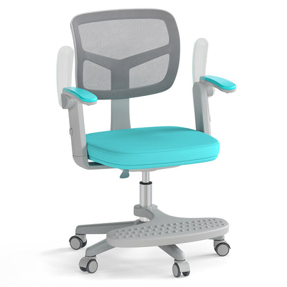 Kids Desk Chair Children Study Chair with Adjustable Height Armrest and Footrest-Green