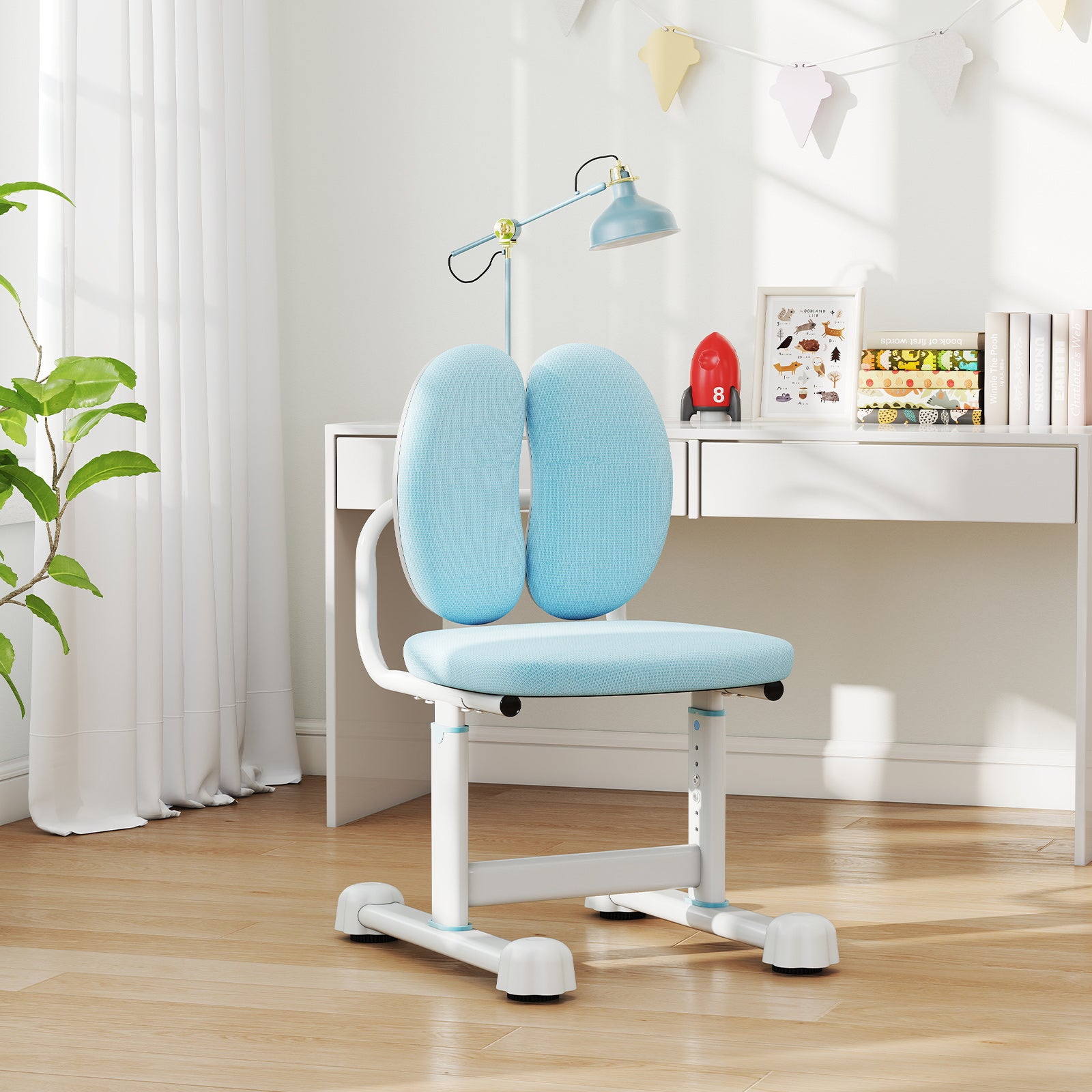Kids Desk Chair Children Study Chair with Double Back Support and Adjustable Height-Blue