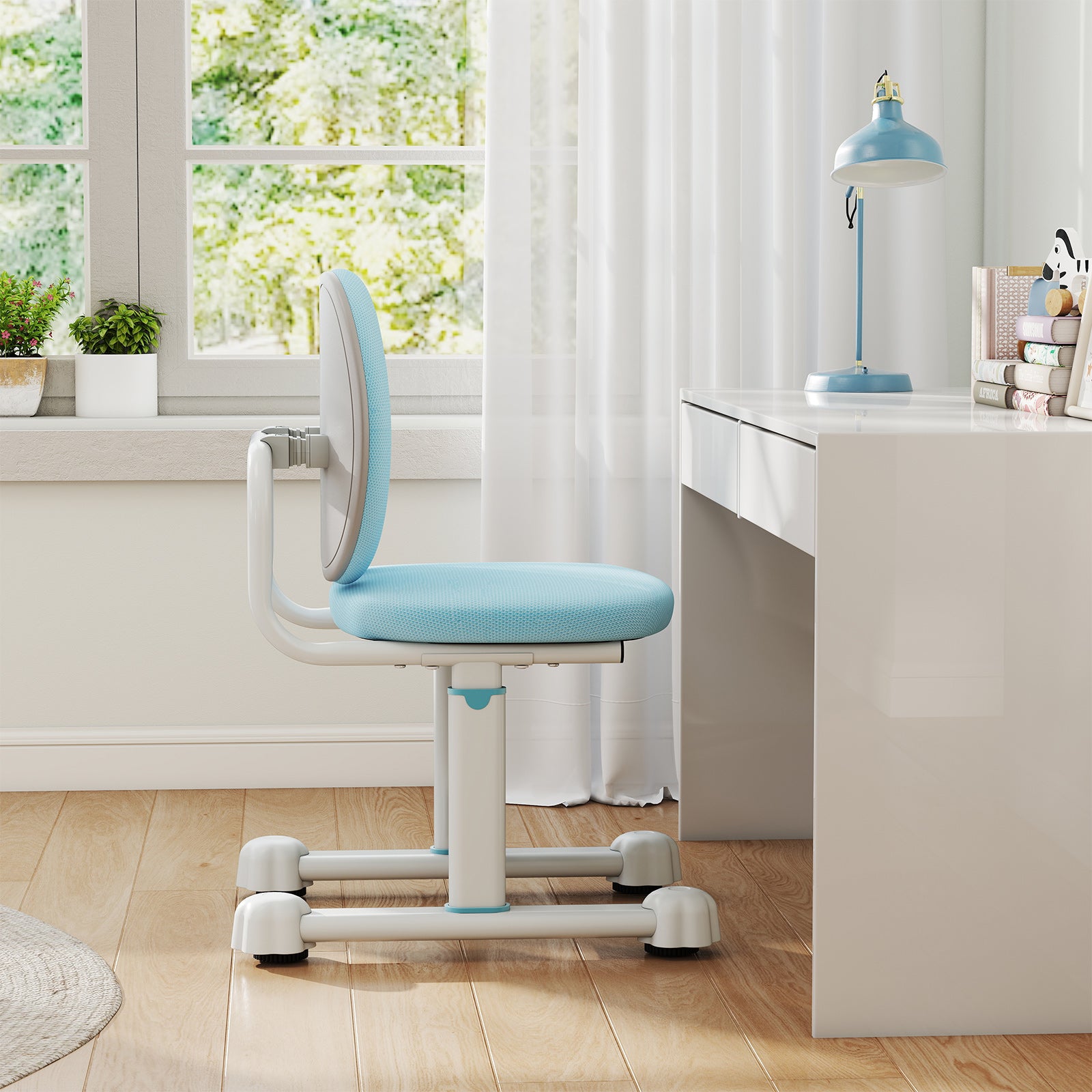 Kids Desk Chair Children Study Chair with Double Back Support and Adjustable Height-Blue