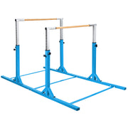 Kids Double Horizontal Bars Gymnastic Training Parallel Bars Adjustable-Blue - Blue