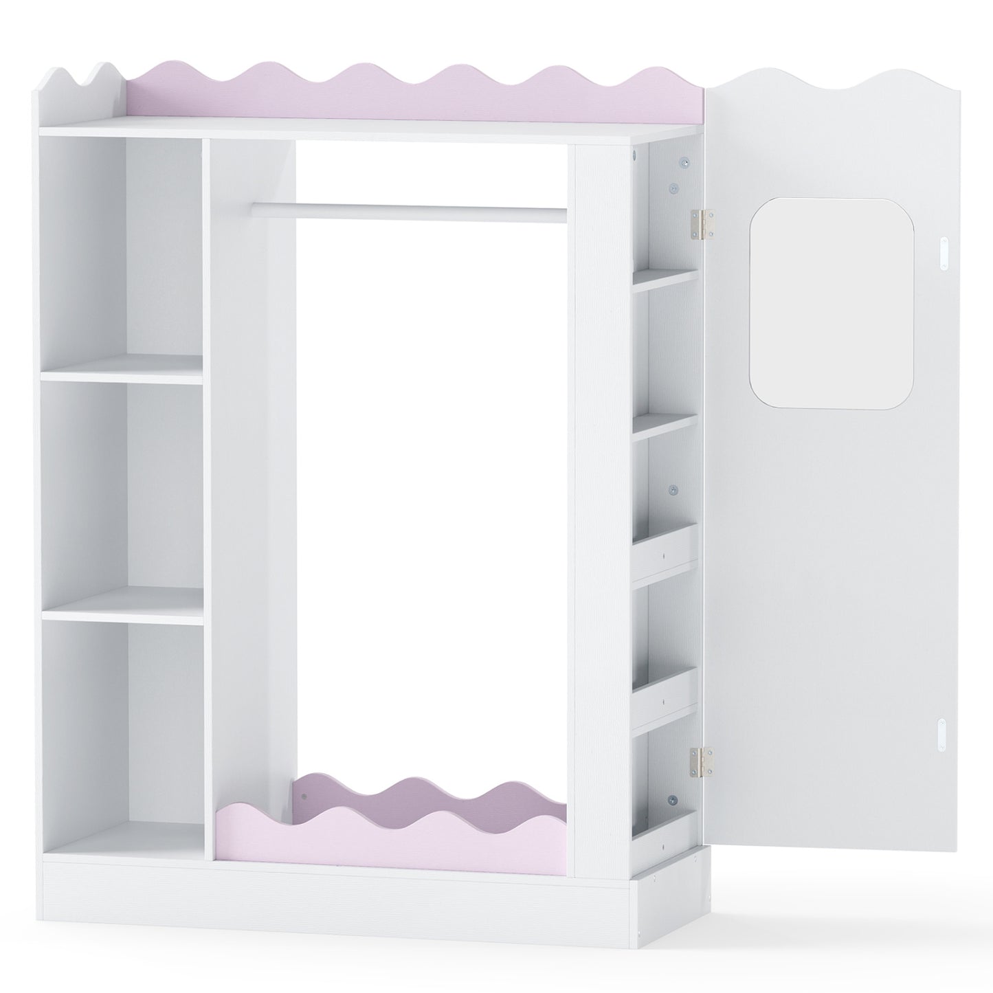 Kids Dress Up Storage with Mirror and Hanging Rack - Pink
