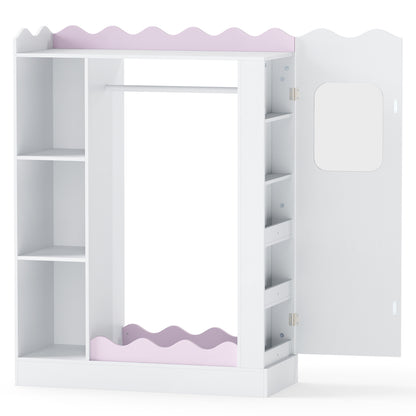 Kids Dress Up Storage with Mirror and Hanging Rack - Pink