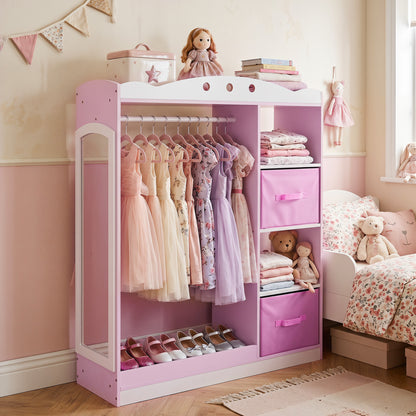 Kids Dress Up Storage with Full Length Mirror - Pink