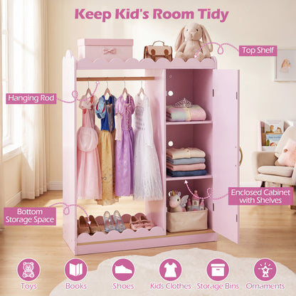 Kids Dress Up Storage Cabinet with Full Length Mirror - Pink