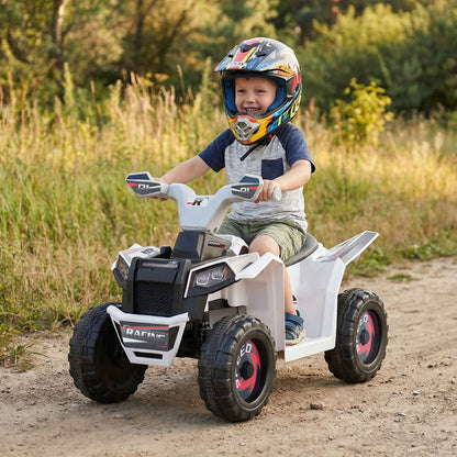 6V Kids Electric ATV Quad Car with Detachable Trailer-White