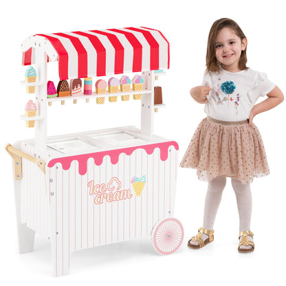 Ice Cream Cart Playset with Display Rack and Accessories
