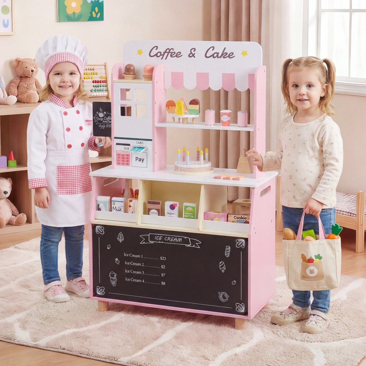 Kids Ice Cream Shop Playset with 27 Accessories - Ages 3+