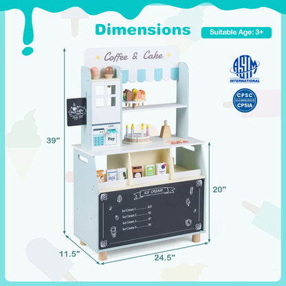 Kids Ice Cream Shop Playset with 27 Accessories - Ages 3+