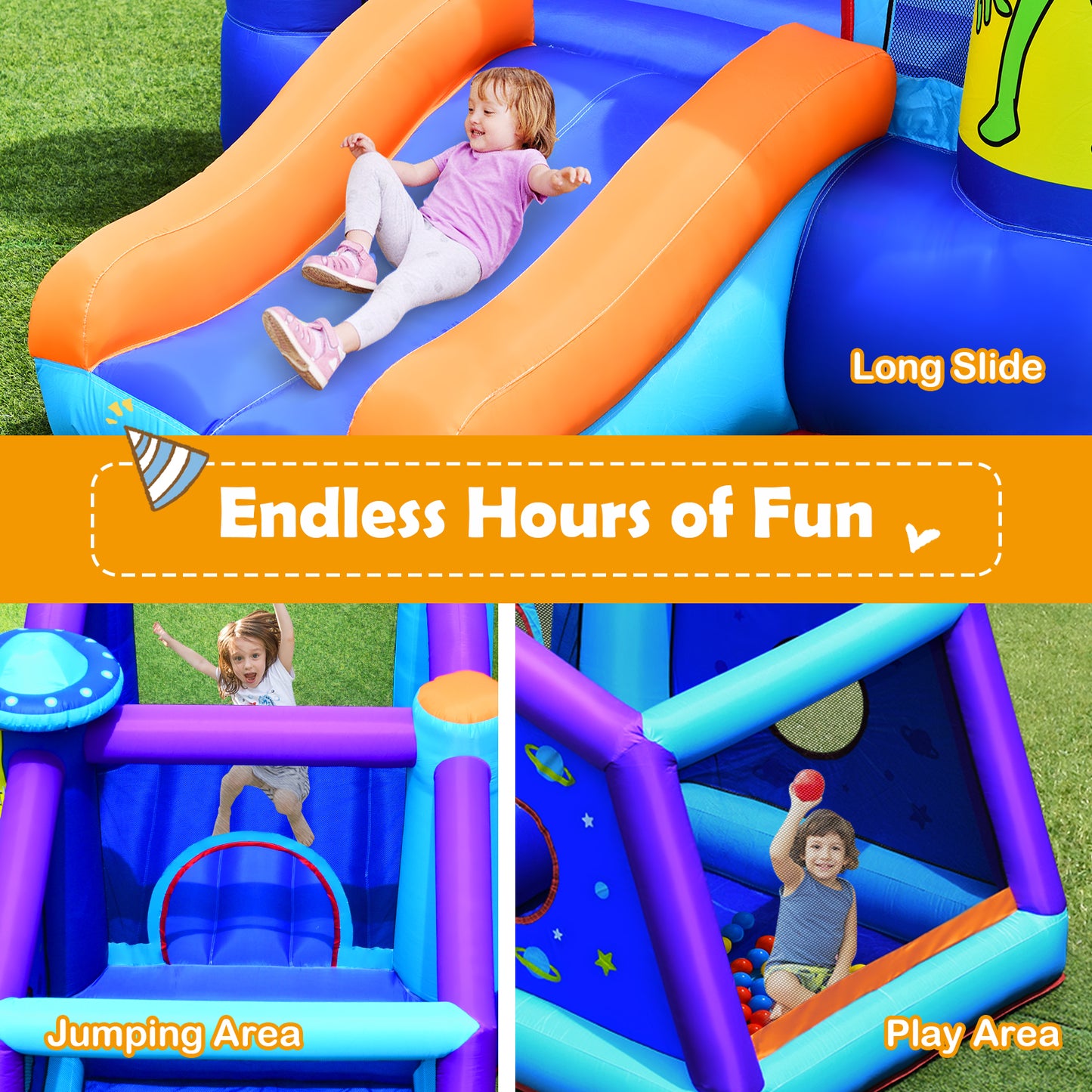 Kids Inflatable Bounce House Aliens Jumping Castle Without Blower