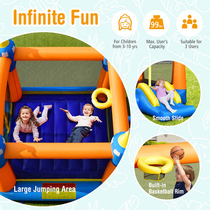 Kids Inflatable Bounce House Magic Castle with Large Jumping Area with 735W Blower