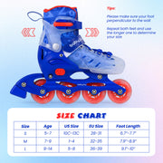 Kids Inline Skates with Light Up Wheels for Beginners Ages 9-14-Blue