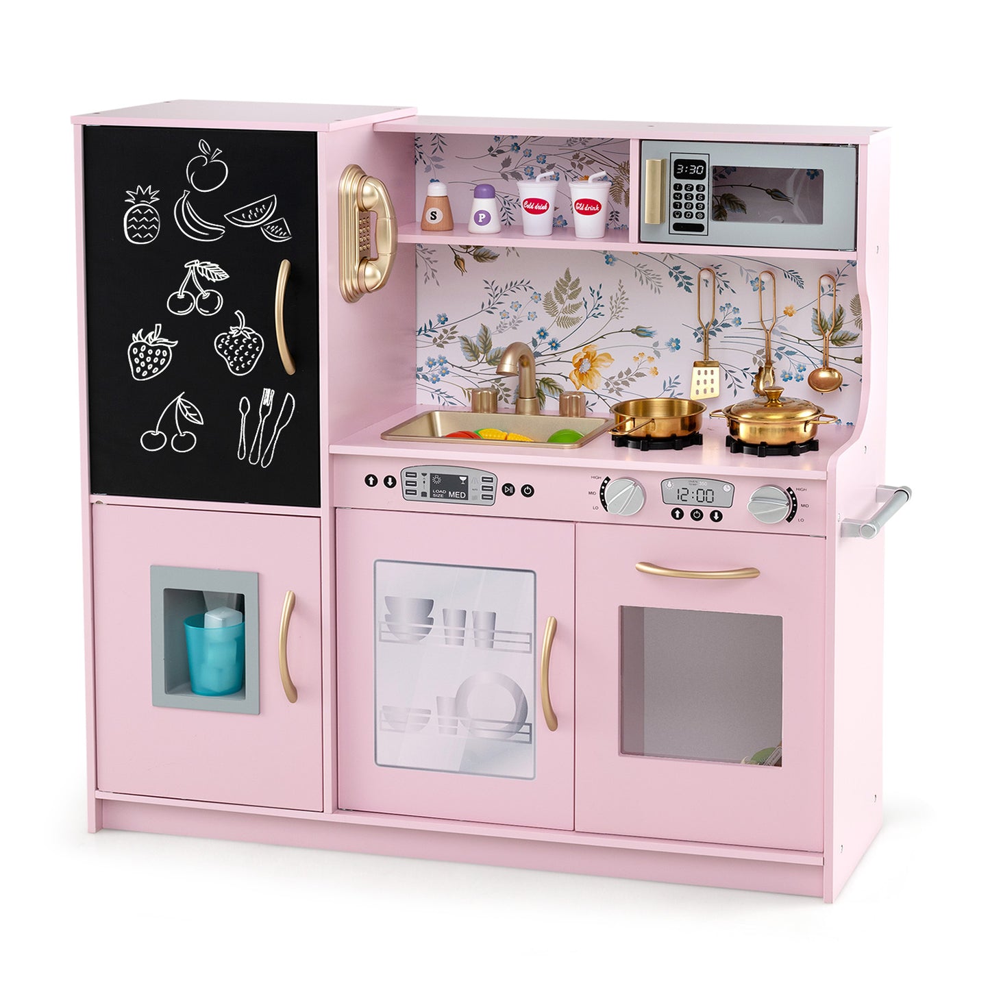 Toddler Pretend Play Kitchen for Boys and Girls 3-6 Years Old-White - Light Pink